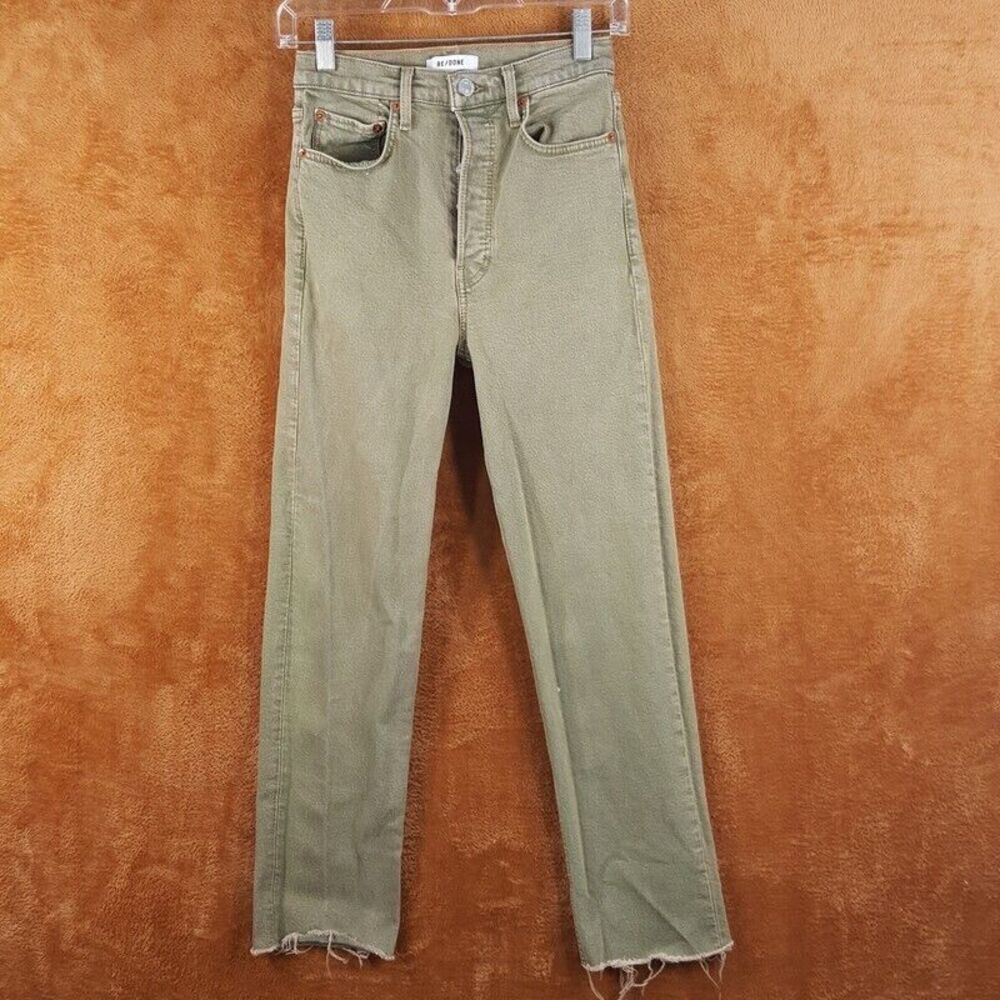 RE/DONE Womens Jeans Size 25 Green 70s High Rise Stove Pipe Straight Ankle SAGE